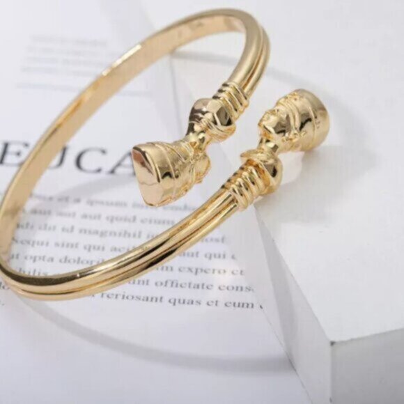Egyptian Queen Nefertiti Bangles African Gold Bracelet - Picture 5 of 7
